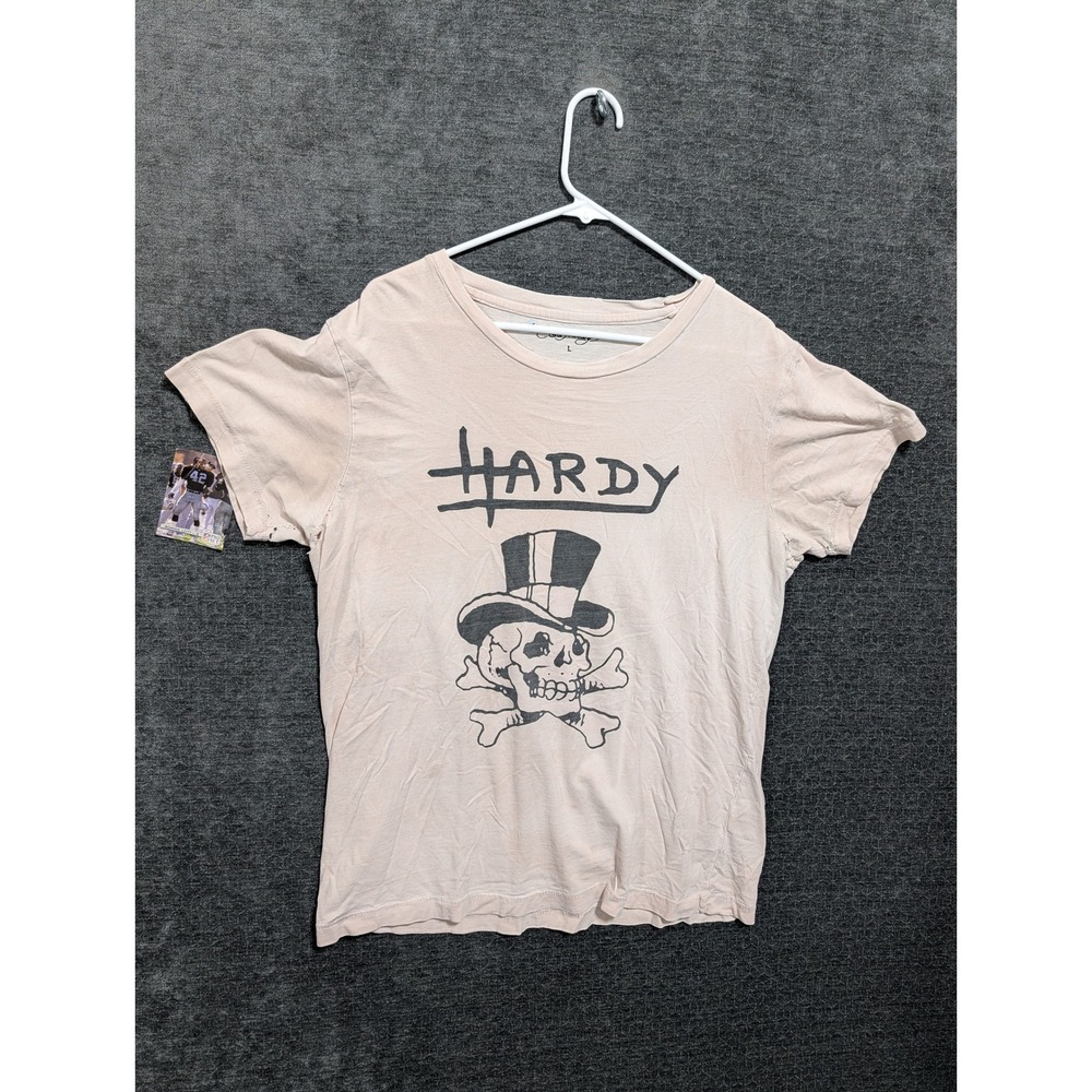 Ed Hardy Skull Top Hat Love Kills Slowly Graphic T-Shirt Beige Large